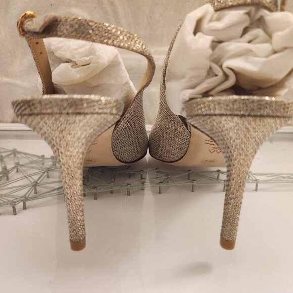 Stuart Weitzman "Power Gold Sling Back" Heels. NIB. Size EU 38/US 7.5 - Picture 11 of 15
